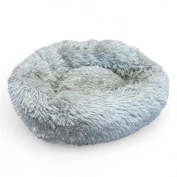 4DOGS FLUFFY ROUND BED LIGHT GREY