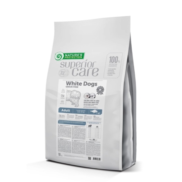 NATURE'S PROTECTION SUPERIOR CARE WHITE DOG ADULT LARGE BREEDS LARGE KIBBLE WITH WHITE FISH + KRILL 10kg