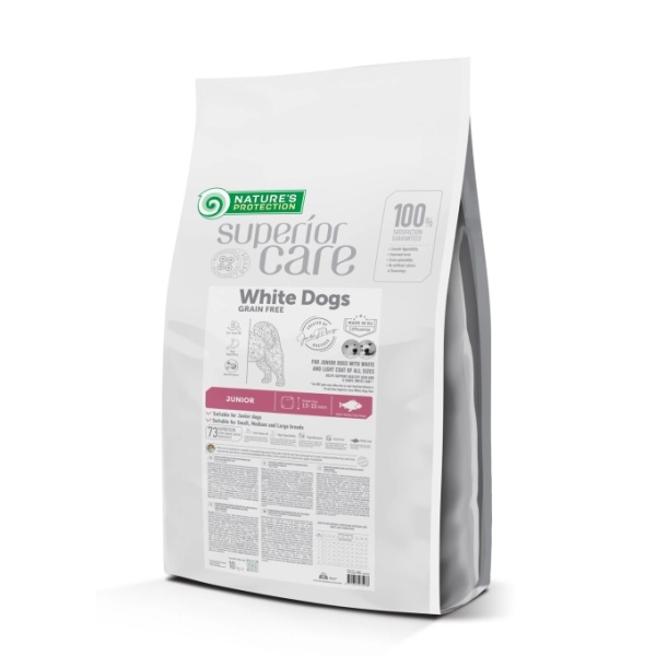 NATURE'S PROTECTION SUPERIOR CARE WHITE DOG GRAIN FREE JUNIOR ALL SIZES WITH WHITE FISH 10kg