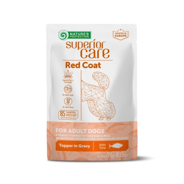 NATURE'S PROTECTION SUPERIOR CARE RED COAT FOR ADULT DOGS TOPPER IN GRAVY WITH TUNA 70g