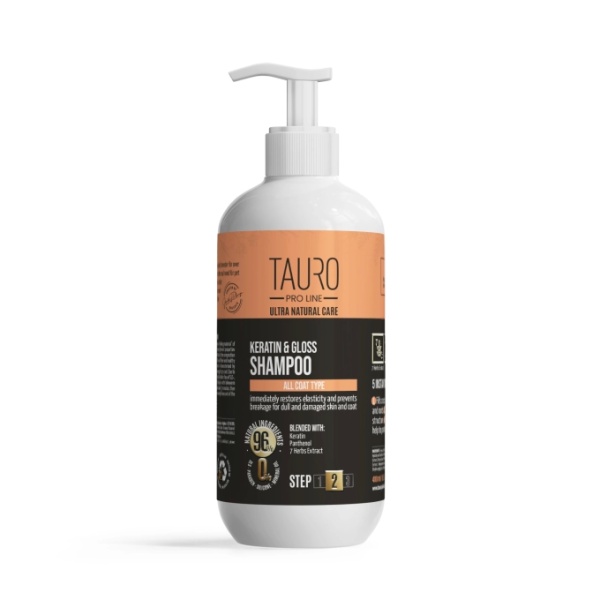 TAURO PRO LINE ULTRA NATURAL CARE KERATIN & GLOSS SHAMPOO FOR ALL COAT TYP 400ml