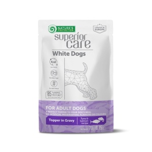 NATURE'S PROTECTION SUPERIOR CARE WHITE DOGS FOR ADULT DOGS TOPPER IN GRAVY WITH TUNA & SALMON RECIPE 70g