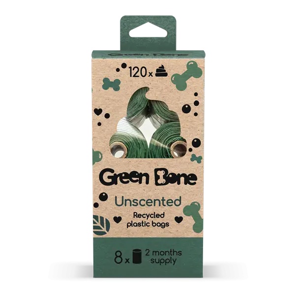 GREEN BONE RECYCLED PLASTIC BAGS UNSCENTED 120stk 120stk