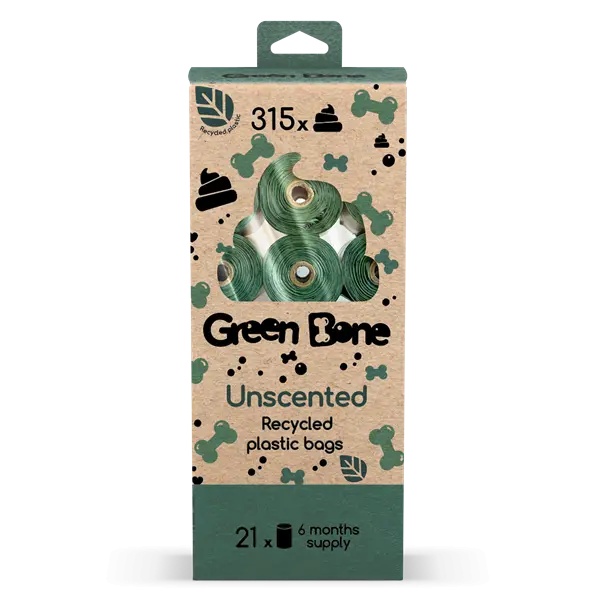 GREEN BONE RECYCLED PLASTIC BAGS UNSCENTED 315stk