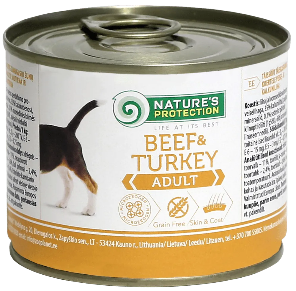 Nature's Protection Canned Dog Food Adult Beef & Turkey 200g